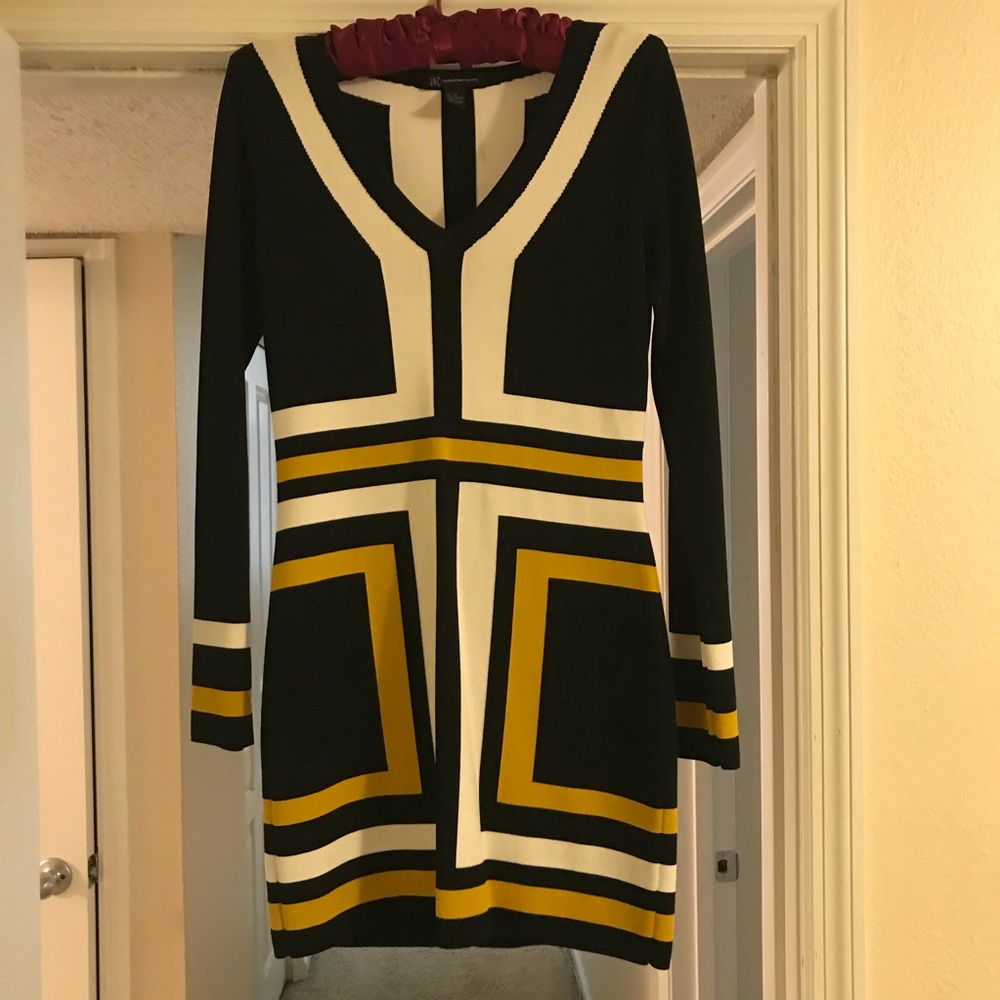 INC color block long sleeve dress